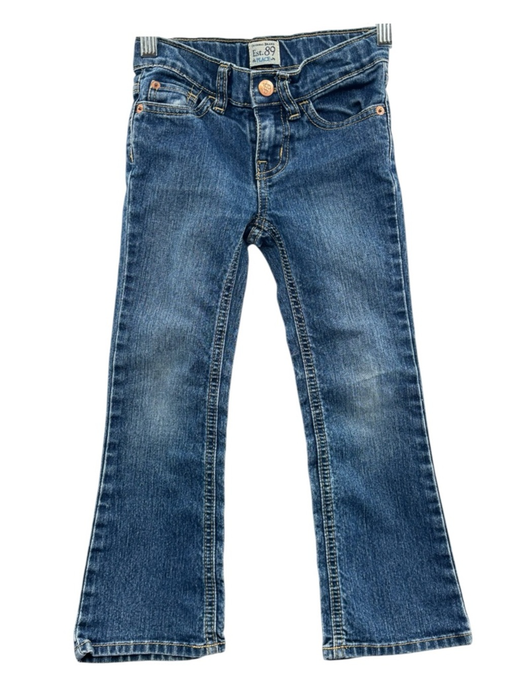 The Children's Place Girls' Bootcut Jeans in Blue Denim 5 Stretch & Adjustable